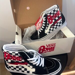 Vans SK8 Unisex David Bowie Black and White Checkered Hightops Sneakers